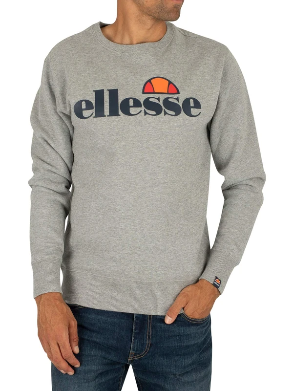 Ellesse Men's Sl Succiso Sweatshirt, Grey Marl, S