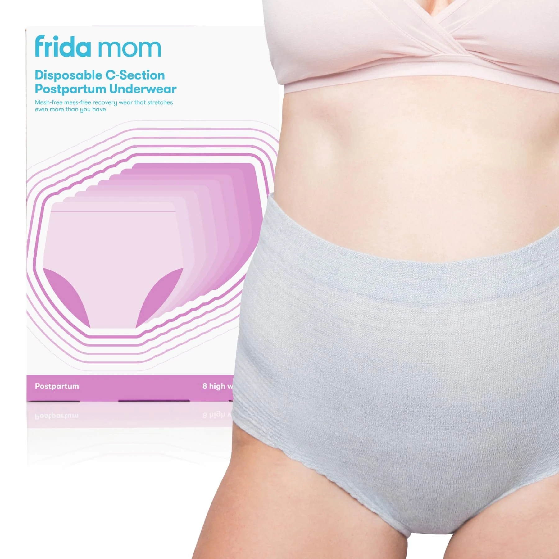 FridaBaby Disposable High Waist C-Section Postpartum Underwear | Super Soft, Stretchy, Breathable, Wicking, Latex-Free, Regular (8 Count)