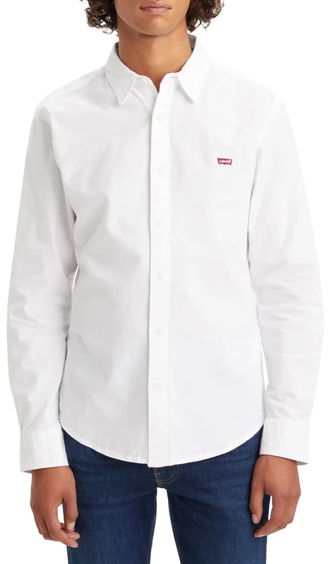 Levi's Men's Long-Sleeve Battery Housemark Slim Shirt, White, XXL