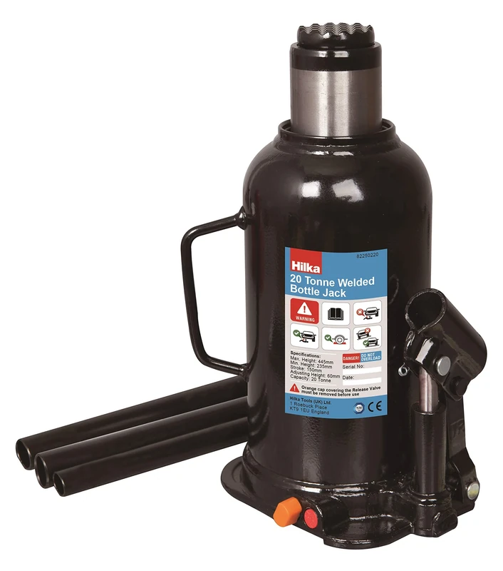 Hilka 82250220 Welded Bottle Jack,Black,235-445mm 20 Tonne