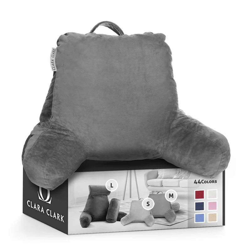 Clara Clark for Kids Teens & Adults Shredded Memory Foam TV Pillow, Gray, Premium Medium