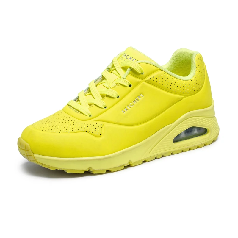 Skechers Women's Uno - Night Shades Trainers, Neon Yellow Durabuck, 5 UK