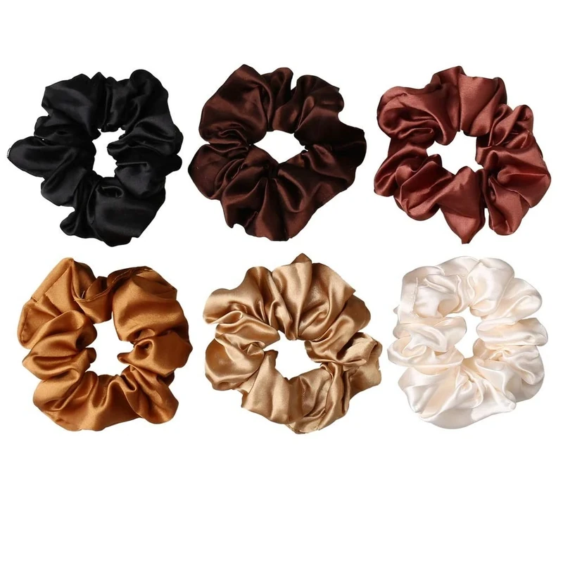 6 Pieces Hair Scrunchies, Satin Elastic Soft Hair Ties Scrunchy Hair Bands for Girls and Ladies