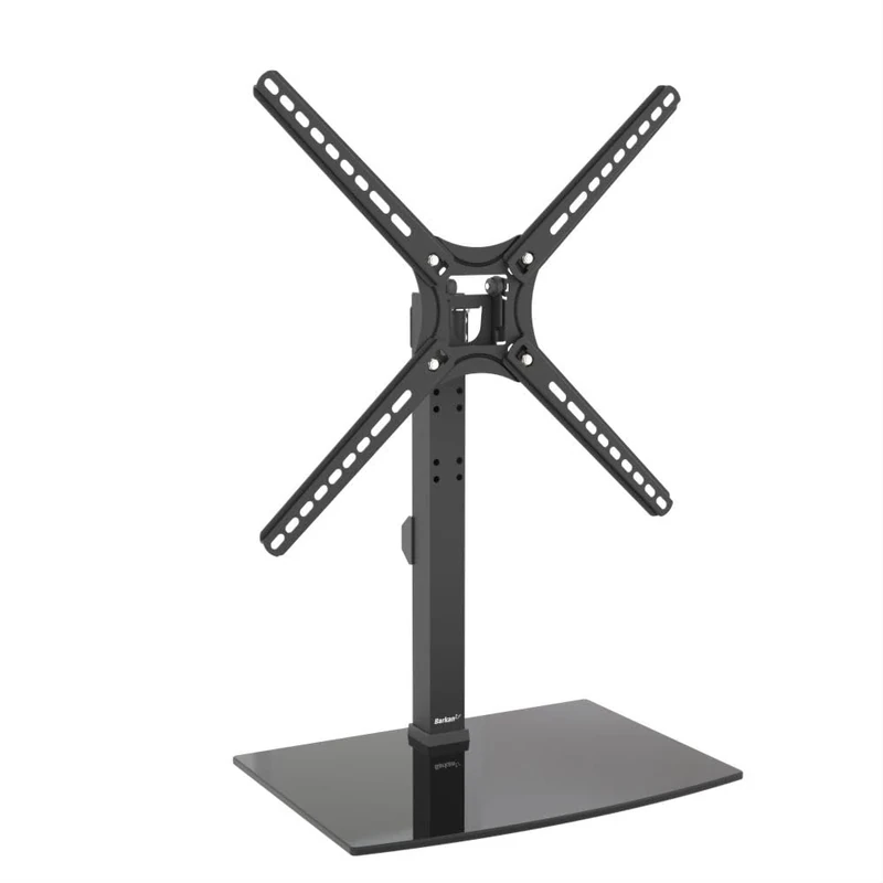 Barkan S320.B Tabletop TV Mount, 13 - 65 inch Swivel & Tilt Flat / Curved TV Stand Base, Holds Up to 36kg, Patented, Tempered Glass, Fits LED OLED LCD,black