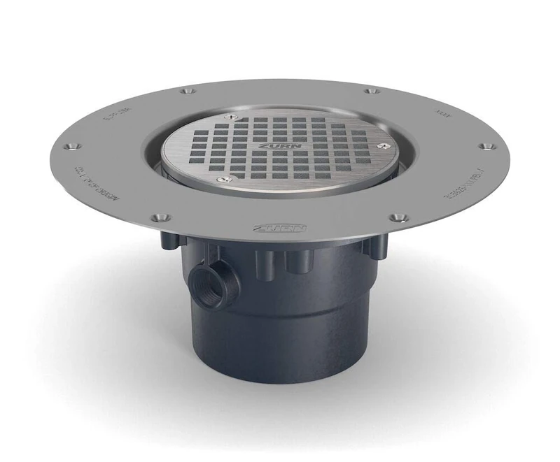FD2-PV2-CC - 5" Nickel Bronze Top Assembly, Adjustable Floor Drain with Deck Plate, Clamp Collar and 2" x 3" Outlet - Image 1