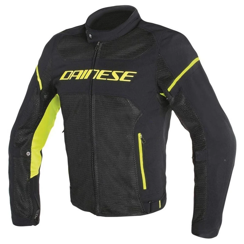 Dainese Air Frame D1 Tex Jacket, Windproof Motorcycle Jacket, Men, Black/White/Fluo-Red, 48