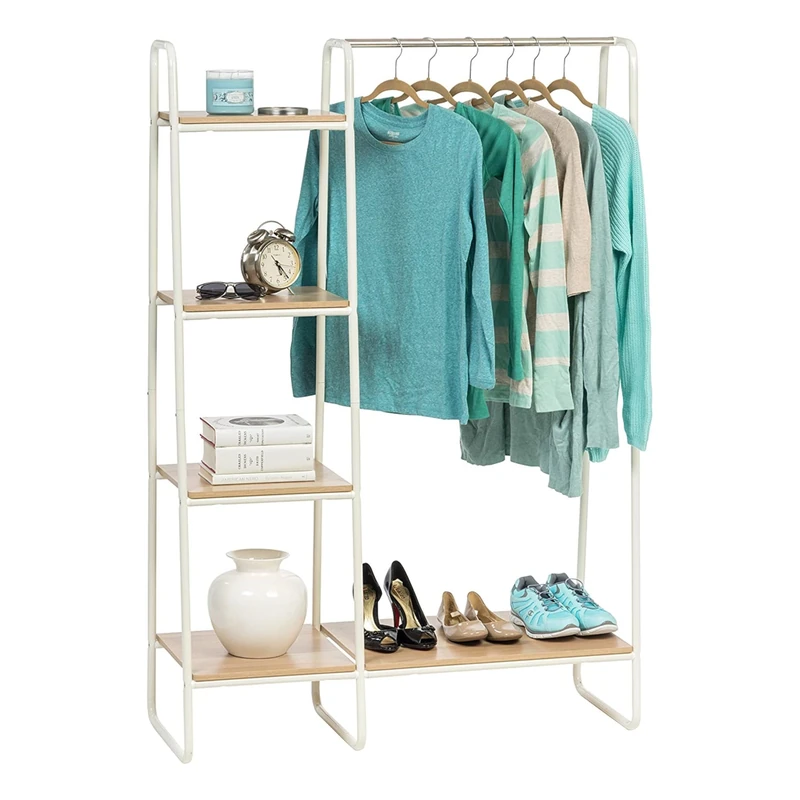 Iris Ohyama, Bedroom Storage, Metal Clothes Rack, Wardrobe with Shelf, Coat Rack, 1 Level, White, Dressing, Clothes & Shoes, Entrance, Easy Assembly, PI-B5M