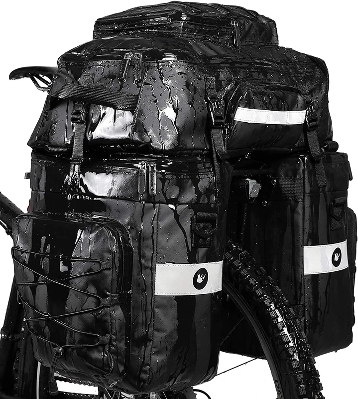 HUNTVP Bike Pannier Bag - 3 in 1 Cycling Multi Function Rear Seat Bag with Rain Cover
