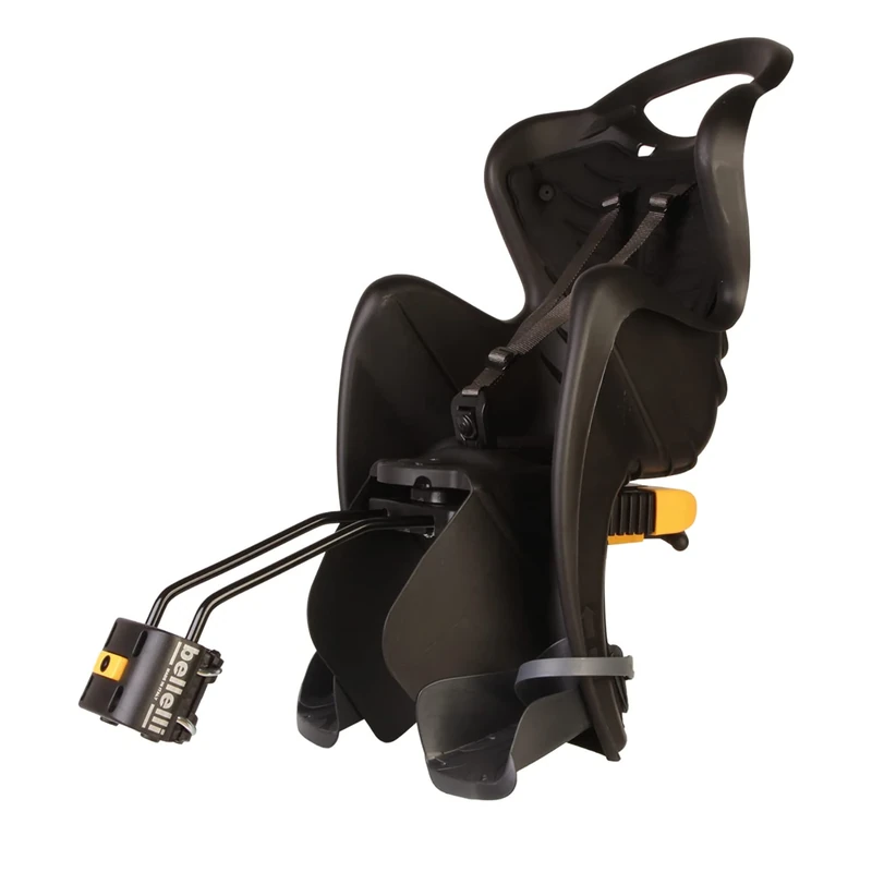 b bellelli Mr Fox - Rear Bicycle Seat - for Children Up to 22 kg, 3 to 8 years old - Fixed to frame, Reclining - Black