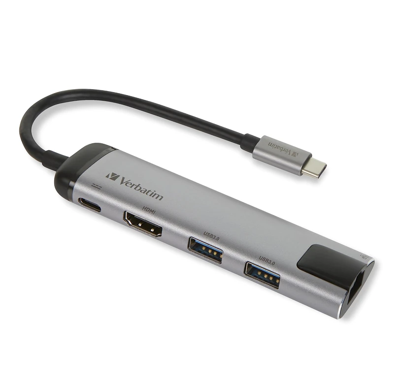 Verbatim 49141 USB-C Multiport Hub - USB 3.0 | HDMI | Gigabit Ethernet, Silver