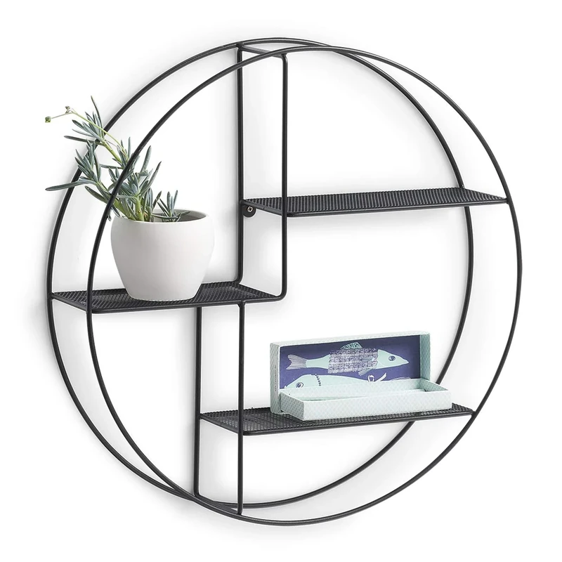 Zeller 17010 Wall Shelf, Metal, Black, Approx. Diameter 55 x 12 cm