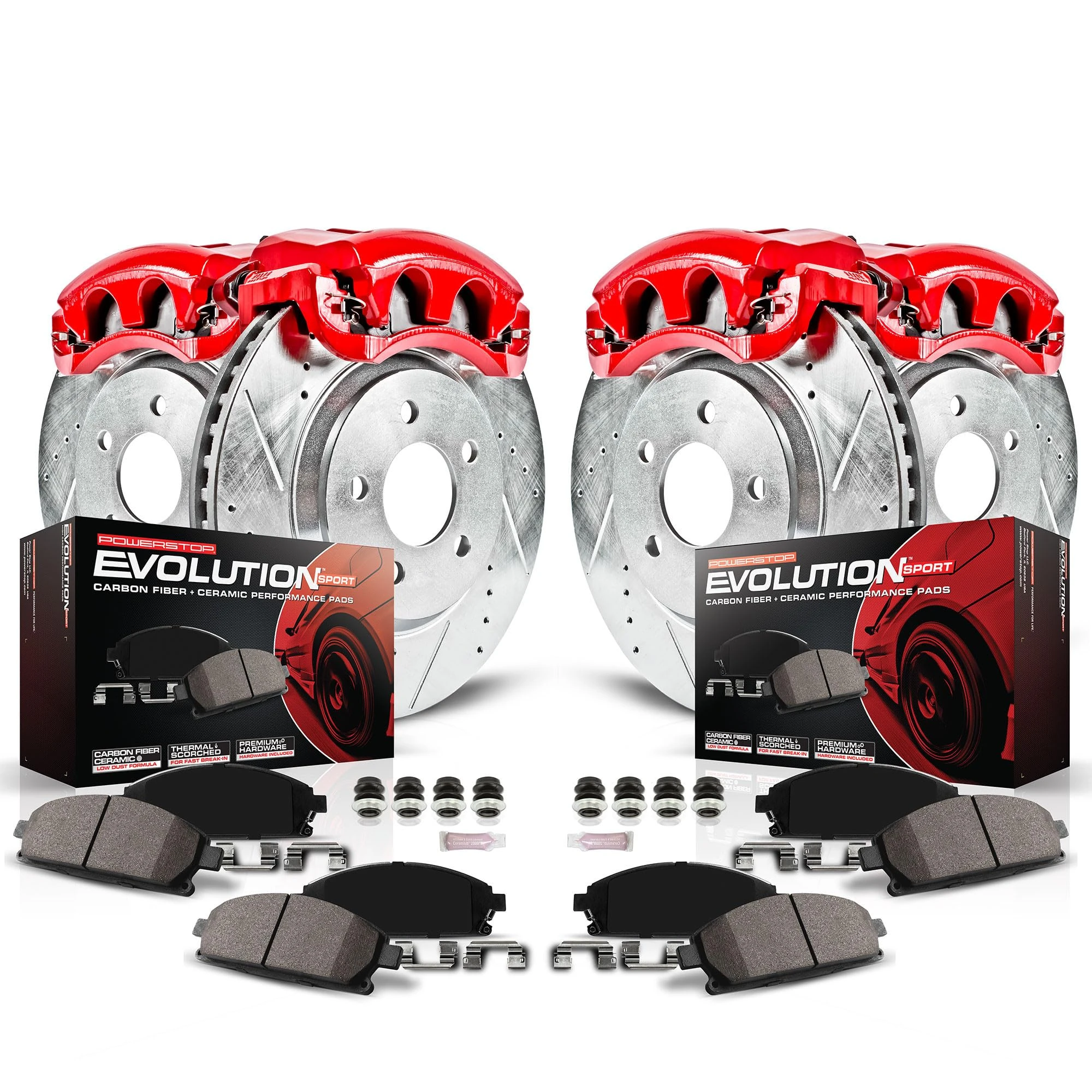 Power Stop KC5376 Z23 Evolution Sport Front & Rear Brake Caliper Kit- Brake Rotors, Brake Pads and Brake Calipers