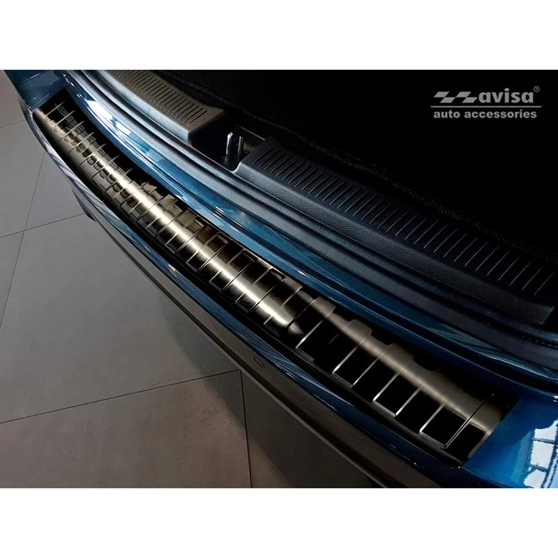Avisa Black Stainless Steel Rear Sill Protector Compatible with Mercedes B-Class W247 2018- 'Ribs'