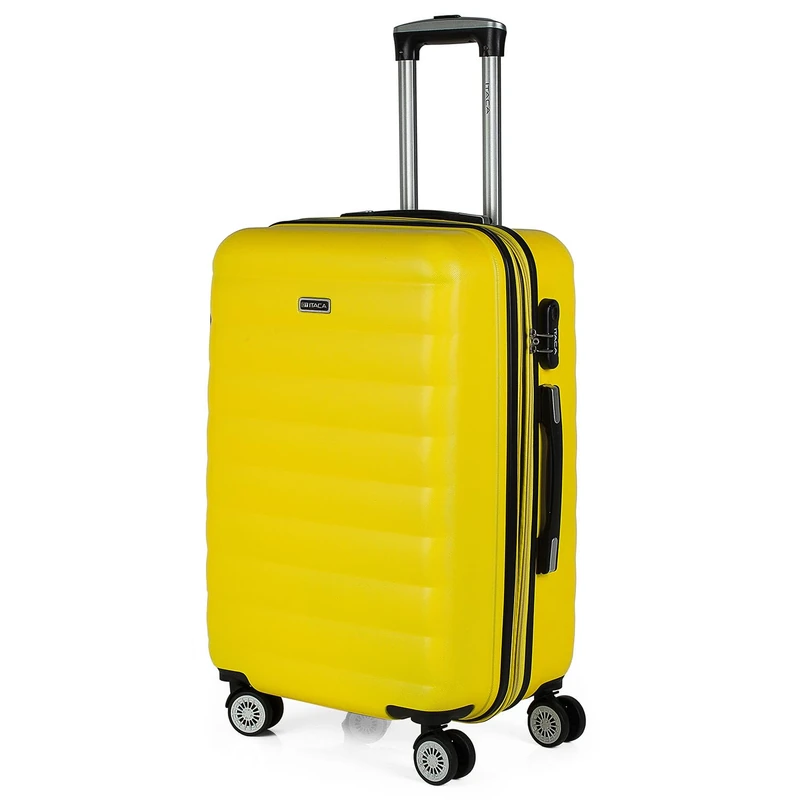 ITACA - Rigid Suitcase Medium Size - ABS Medium Suitcase 65cm Hard Shell Suitcase - Lightweight 20kg Suitcase with Combination Lock - Lightweight and Resistant Travel, Yellow