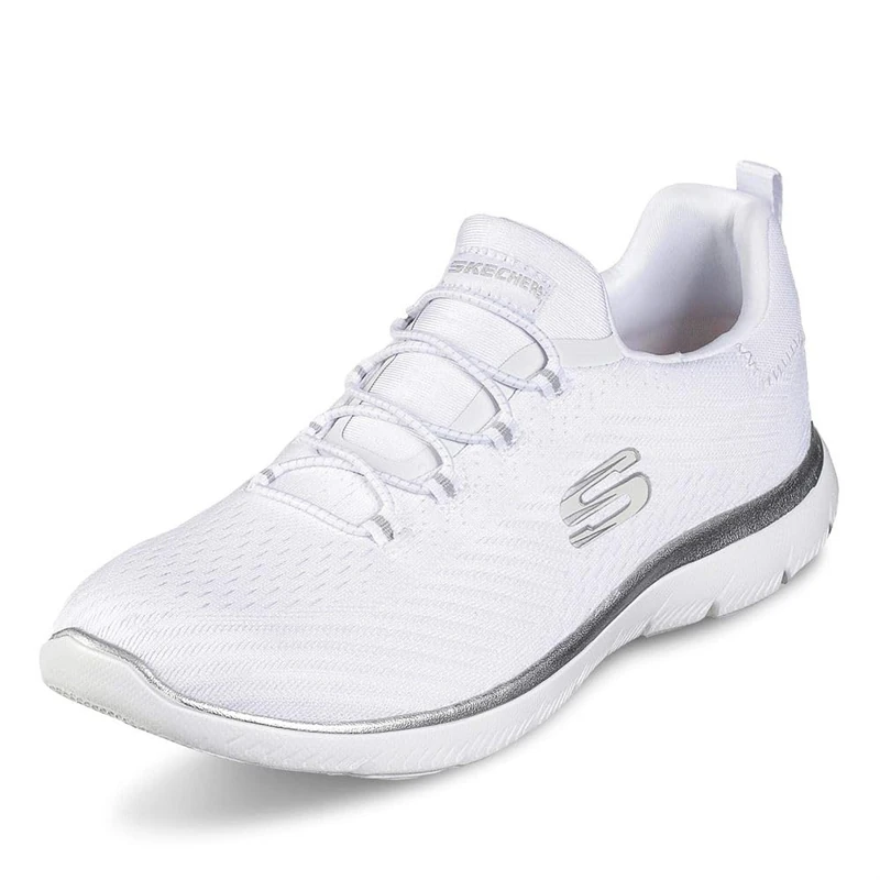 Skechers Women's Summits Fast Attraction Trainers,White Mesh Silver Trim,6.5 UK