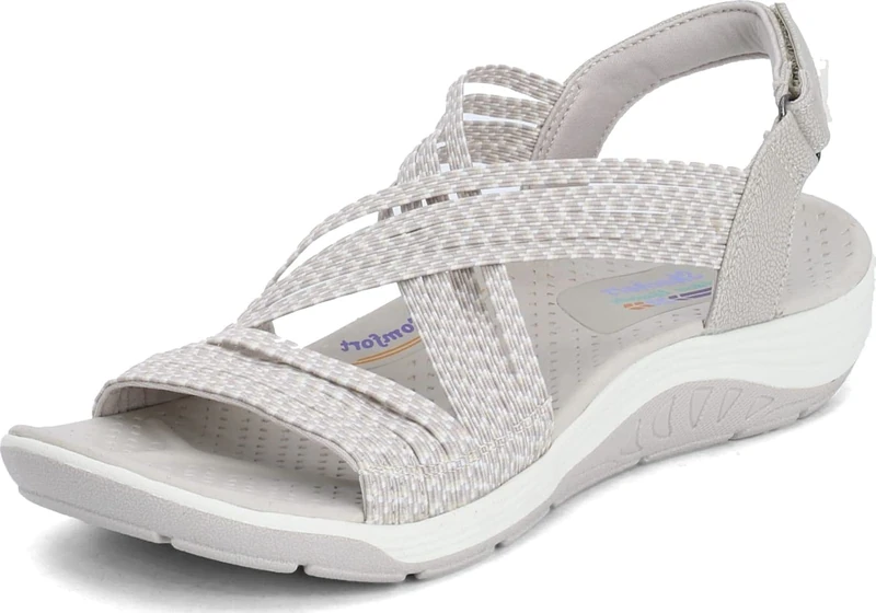 Skechers REGGAE CUP-OH, SNAP!, Women's Heels Sandals, Beige (Natural & Taupe Gore Nat), 4 UK (37 EU)