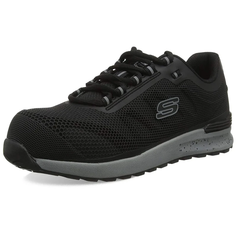 Skechers Men's Bulklin Comp Toe Trainers, Black Textile Synthetic, 10.5 UK