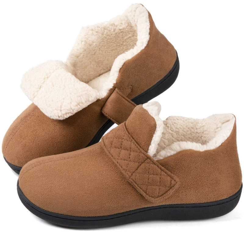Zizor Women's Adjustable Strap Closed Back Slipper with Memory Foam, Tan, 8 UK - Image 1