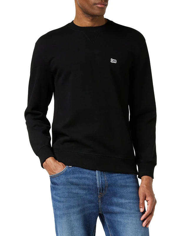 Lee Men's Plain Crew Sweatshirt, Black (Black 01), XXL