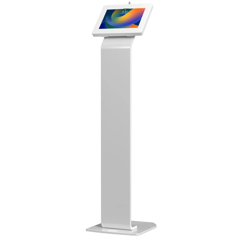 Locking Floor Stand - CTA Premium Locking Floor Stand Kiosk with Lock and Key Security for iPad 7th/8th/9th Gen 10.2", iPad Pro 11", iPad 10th Gen, Surface Go 3, Galaxy Tab S5E & More - White
