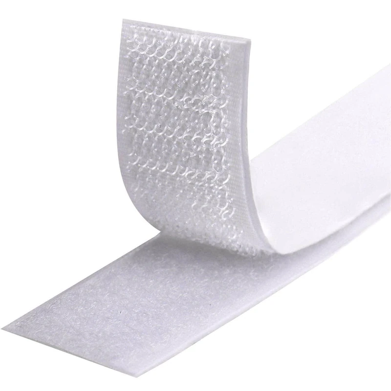 Fesoar Hook and Loop Strip Tape, Double Sided Self Adhesive Sticky Back Fastening Tape (20 mm x 8 m, White)
