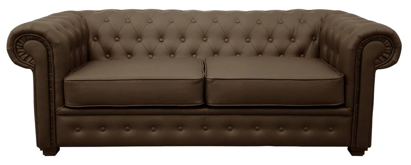Chesterfield Style Venus Sofa 3 Seater 2 Seater Armchair Brown Faux Leather (2 Seater)