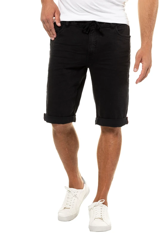 JP 1880 Men's Big & Tall Denim Jogger Stretch Bermuda Shorts Black 66 708366 10-66