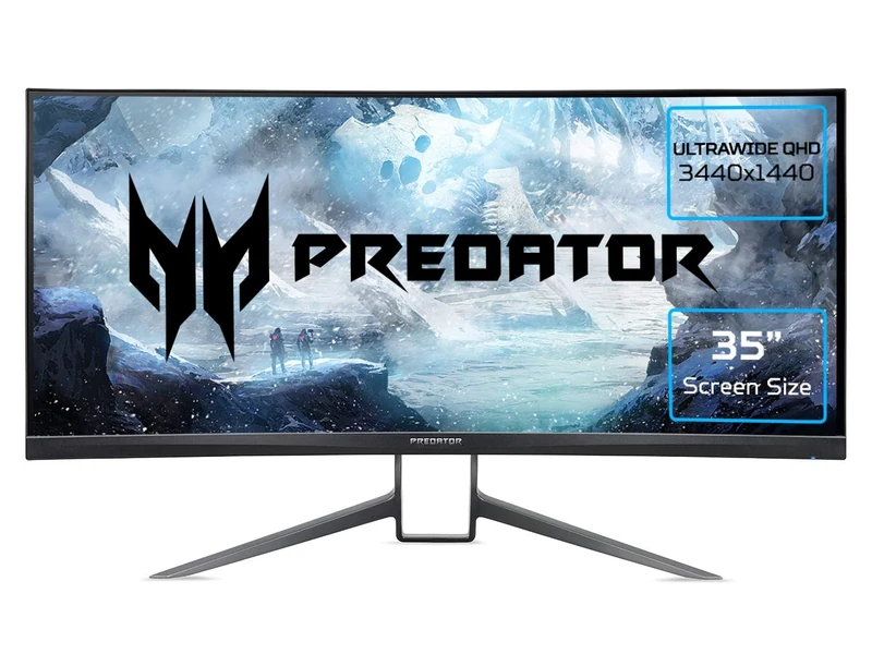 Acer Predator X35 35 inch Ultra-Wide Quad HD Curved Gaming Monitor, Black/Blue (VA Panel, G-Sync, 180 Hz (200 Hz OC), 2ms, HDR 1000, Quantum Dot, DP, HDMI, USB Hub, Height Adjustable)