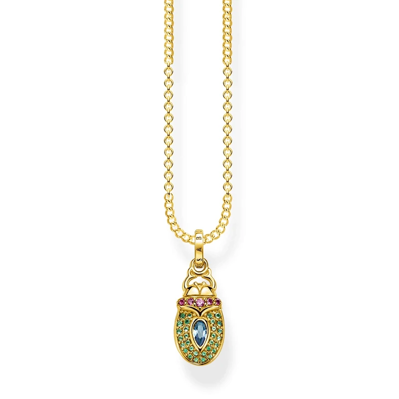 Thomas Sabo Women Necklace Scarab 925 Sterling Silver, 18K Yellow Gold Plating KE1895-973-7