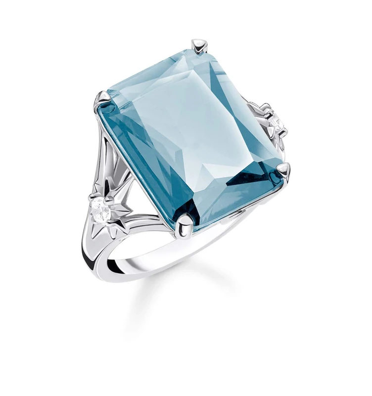 Thomas Sabo Blue Stone Star Ring - 925 Sterling Silver TR2261