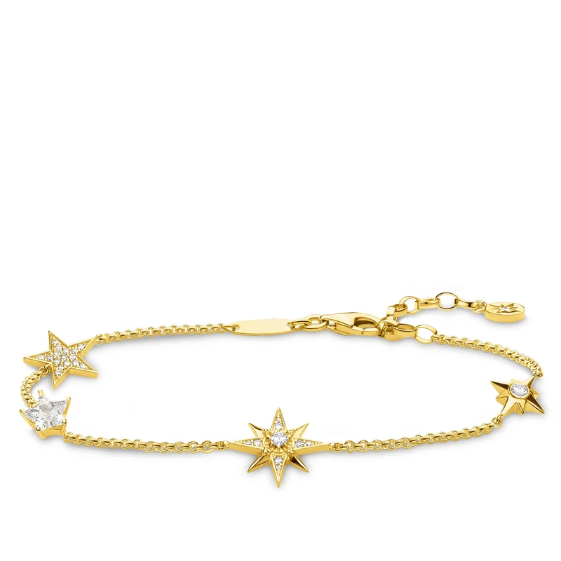 Thomas Sabo Women Bracelet Stars Gold 925 Sterling Silver, 18k Yellow Gold Plating A1916-414-14