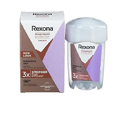 3 x Rexona deodorant cream tick, for women, maximum protection, anti-perspirant, sensitive dry, 45 ml.