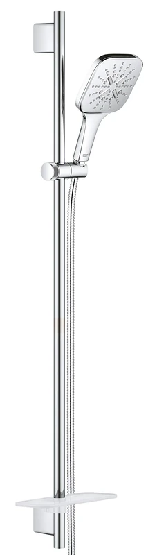 GROHE Rainshower 130 Smartactive Cube Shower Rail Set 3-Spray 130mm Hand Shower with 900mm Rail, 1750mm Silverflex Hose Chrome Finish Made in Germany 26586000