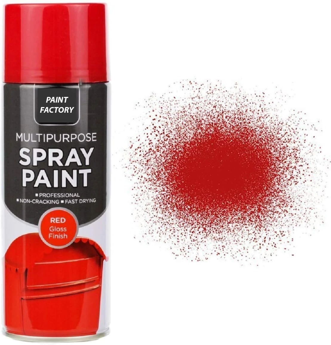 Paint Factory® 400ml Professional Quality Fantastic Finish All-Purpose Interior Exterior Household Spray Paint for Wood Metal Plastic Ceramics & More (Red Gloss)