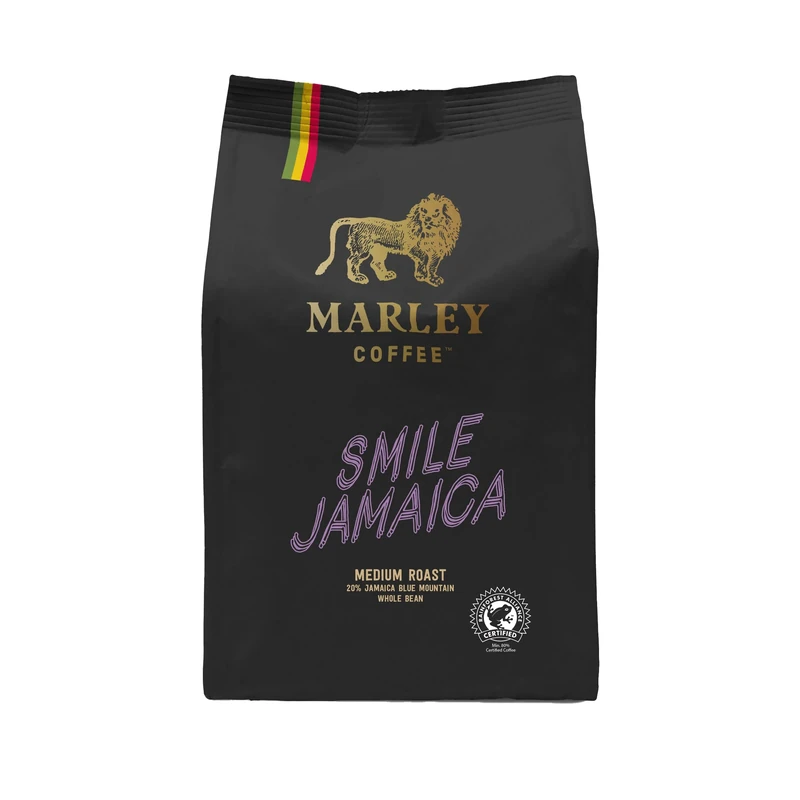Marley Coffee 20% Jamaica Blue Mountain Medium Roast Coffee Beans 227g - Smile Jamaica Blend - Marley Coffee - From The Marley Family - Rainforest Alliance Certified