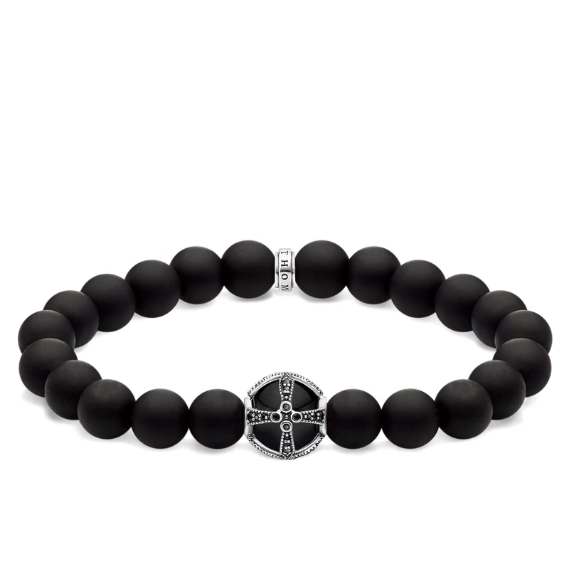Thomas Sabo Unisex Bracelet Cross Black 925 Sterling Silver, Blackened A1928-812-11