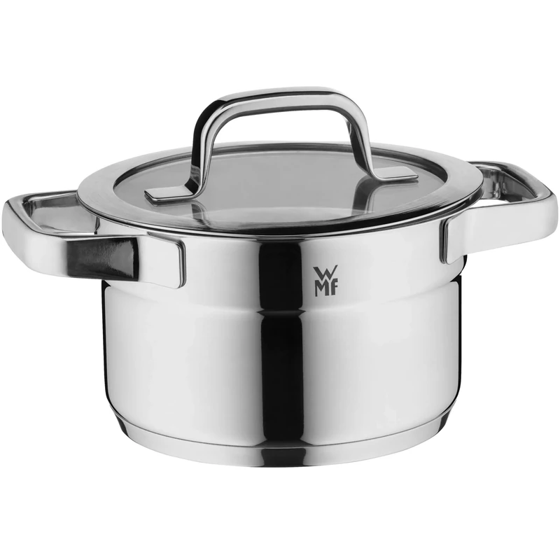 WMF Compact Cuisine Small Cooking Pot 16.5 cm Glass Lid Induction Cooking Pot 2 L Polished Cromargan Stainless Steel Inner Scale Stackable Uncoated