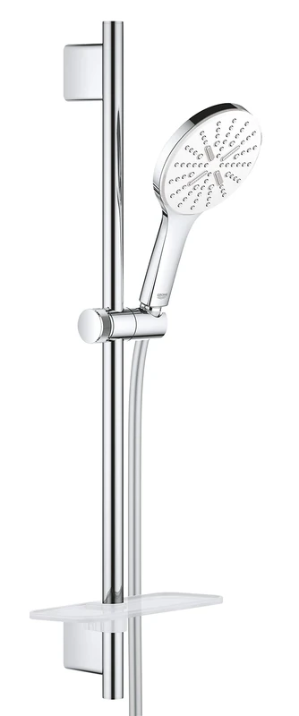 GROHE Rainshower 130 Smartactive Shower Rail Set 3-Spray 130mm Hand Shower with 600mm Rail, 1750mm Silverflex Hose Chrome Finish and White Spray Plate Made in Germany 26576LS0