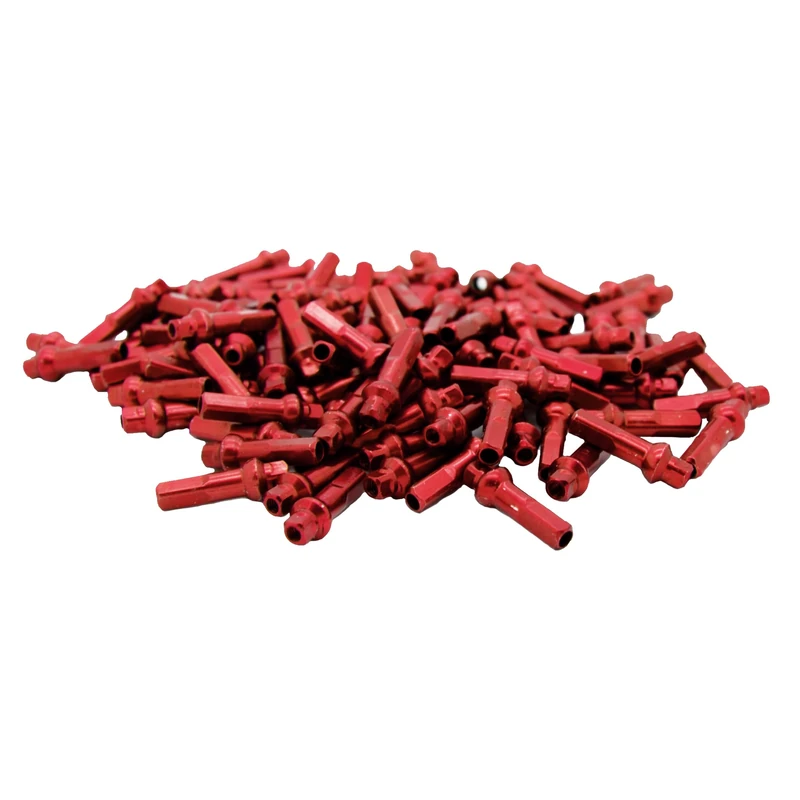 Sapim Double Square Aluminium Nipples, 18mm (Pack of 100), Red