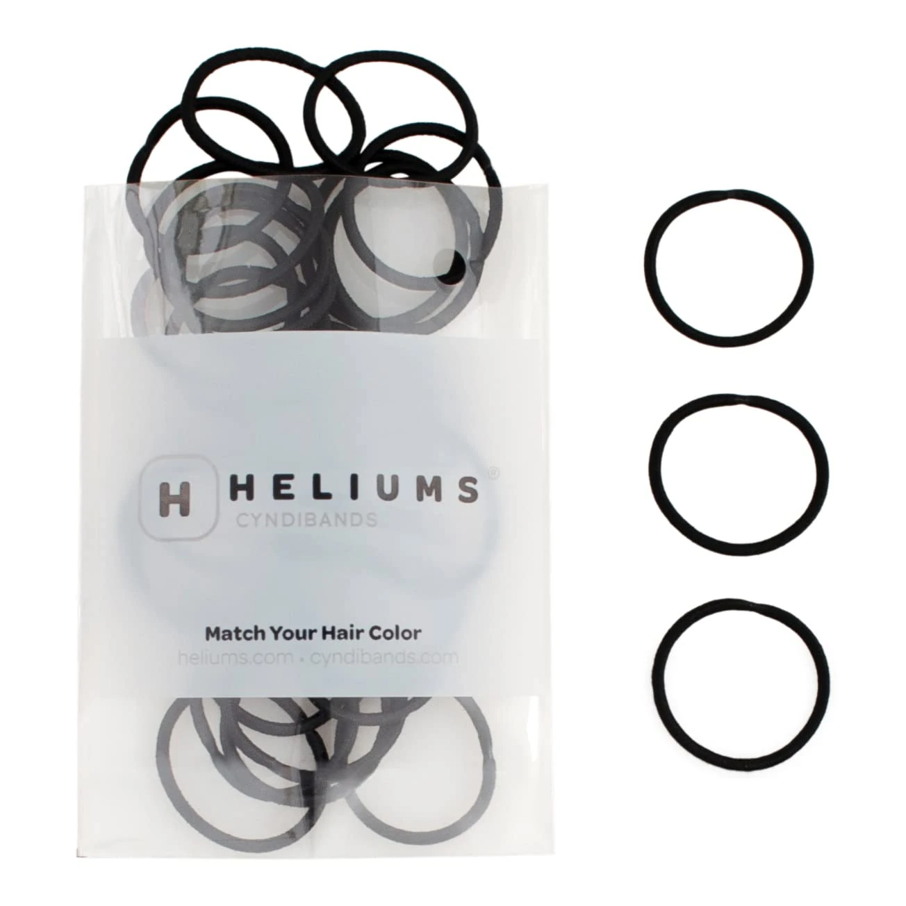 Heliums Small Hair Bands - Black - 2mm Hair Ties, 48 Count, 2.5cm Mini Hair Bobbles for Small Ponytails, Braids and Kids