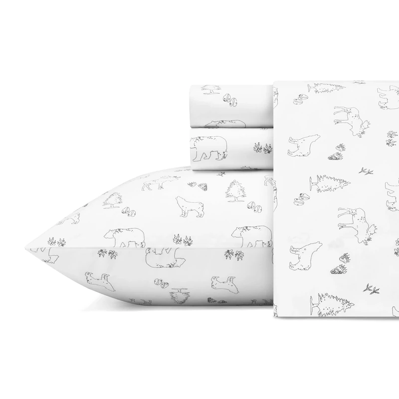 Eddie Bauer Animal Tracks Bedding Sheet Set, King, Grey