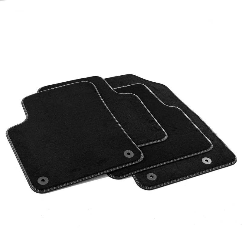 MTM Pro-7402 Tappetini C3 Aircross/Crossland X 06.2017 onwards, su Misura in Velluto Nylon, Bordi in Similpelle e Doppia Impuntura Cromata