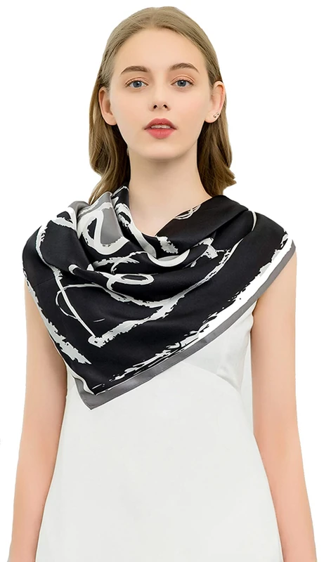 ANDANTINO 100% Pure Mulberry Silk Scarf 35" Large Square Lightweight Headscarf –Women’s Hair Wraps-With Gift Packed - - Large