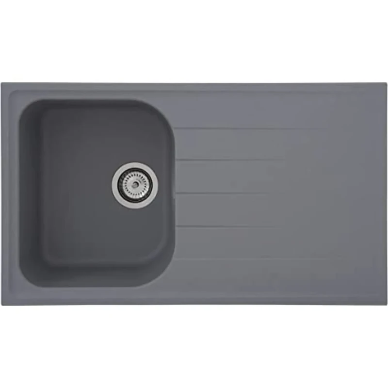Respekta Orlando Solid Granite in Grey / 1 Bowl Built-in Sink in 86 x 50 cm/Sink Suitable for Base Cabinets from 45 cm Wide
