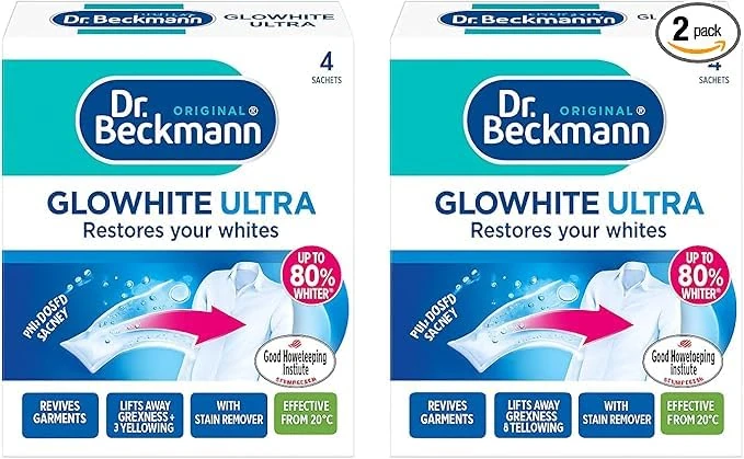 Dr Beckmann Glowhite Ultra Fabric Whitener 4 x 40g Sachets (Pack of 2)
