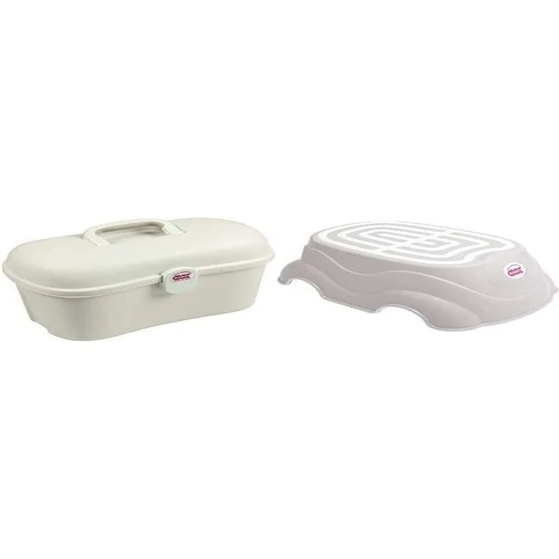 OKBaby Beauty Care Carrying Case Baby Changing and Bath Box with Herbie Anti-Slip Step Stool, Taupe