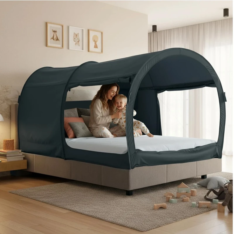 Bed Tent Dream Tents Bed Canopy Shelter Cabin Indoor Privacy Warm Breathable Pop Up Bunk Twin Size for Kids and Adult Patent Pending PitchBlack(Mattress Not Included)