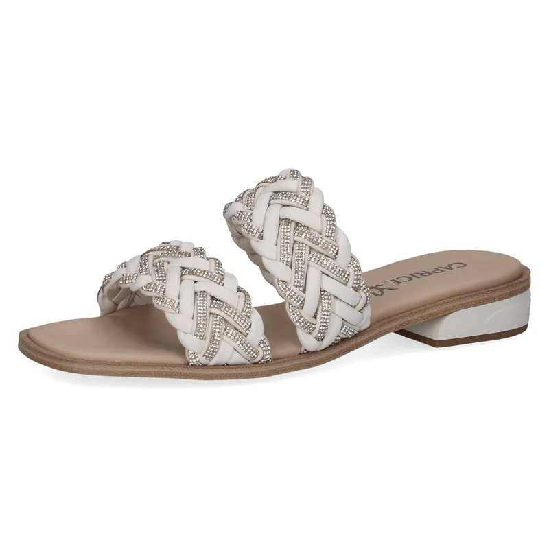 CAPRICE Women's Mules Glitter Elegant, White (White Softnap.), 8 UK