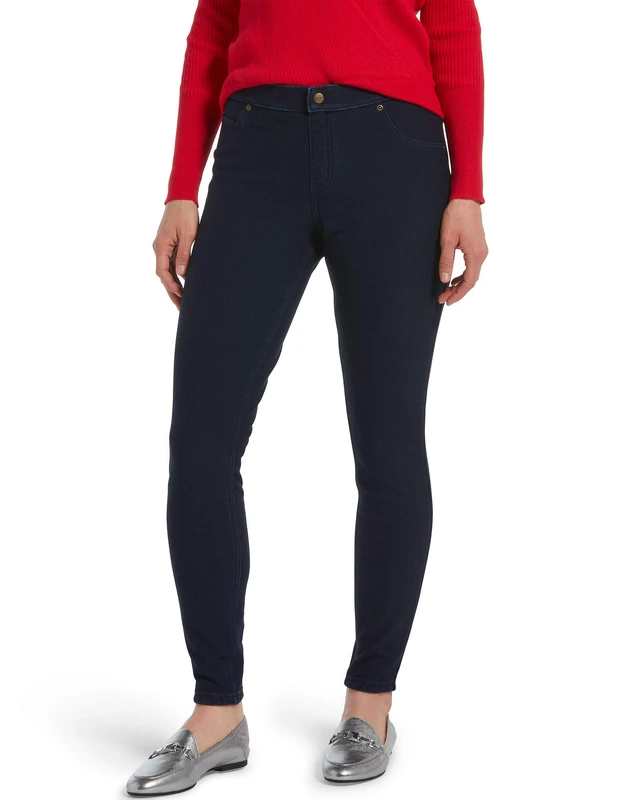 HUE Women's Ultra Soft Fleece Lined Denim Leggings, Ink Wash, S - Image 1