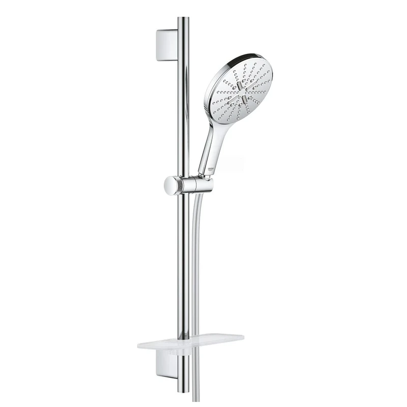 GROHE Rainshower 150 Smartactive Shower Rail Set Water-Saving 3-Spray 150mm Hand Shower with 600mm Rail, 1750mm Silverflex Hose Chrome Finish Made in Germany 26592000
